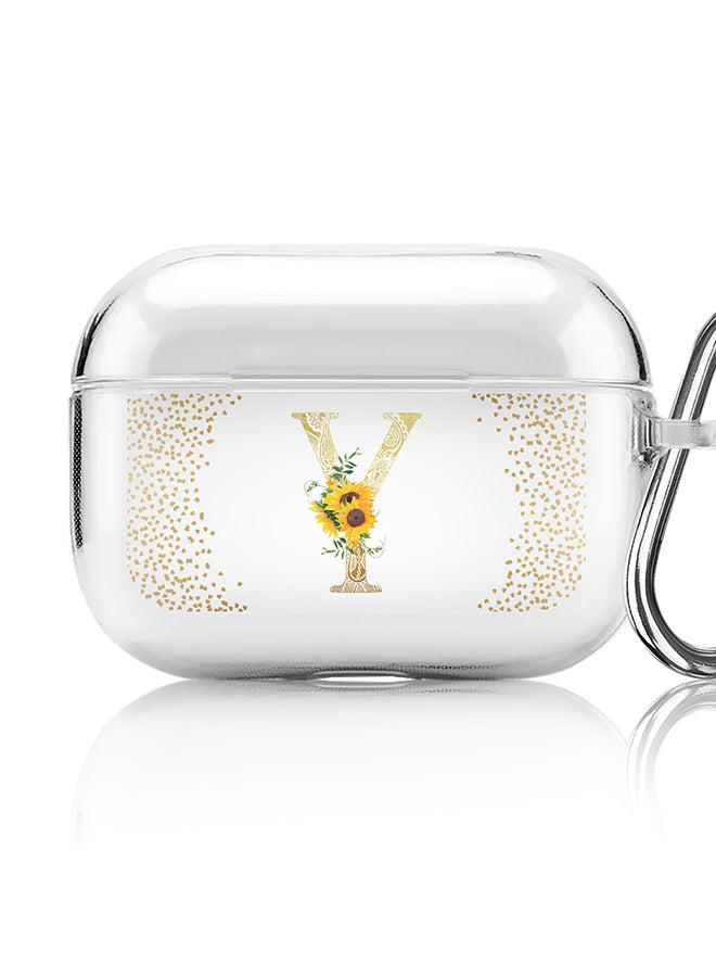 Stylizedd Classic Clear printed Case for Apple AirPods Pro 2nd Generation Thin Transparent Cover - Custom Monogram Initial Letter Mandala Floral Pattern Alphabet - Y (Clear ) - Image 1
