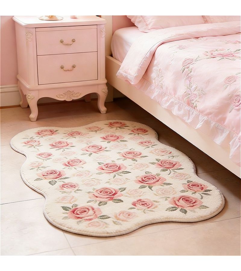Luxury Faux Imitation Cashmere Carpet French Country Cream Rose Peony Flower Rug 19 69 31 5 Inch Plush Soft Machine Washable Anti Slip Suitable For Bedroom Living Room Entryway Cloakroom Mother Day Gift European Decor - Image 1