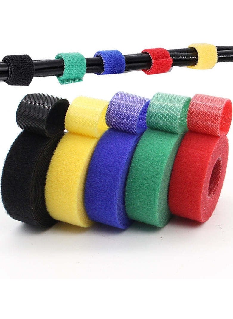 Samu Fastening Cable Ties Cord Organizer, Nylon Adjustable Hook and Loop Wire Wrap Management, Flexible Cable Tie for Computer TV Power Supply and Other Cables 5 Colour (1cm*1m)  - Image 1