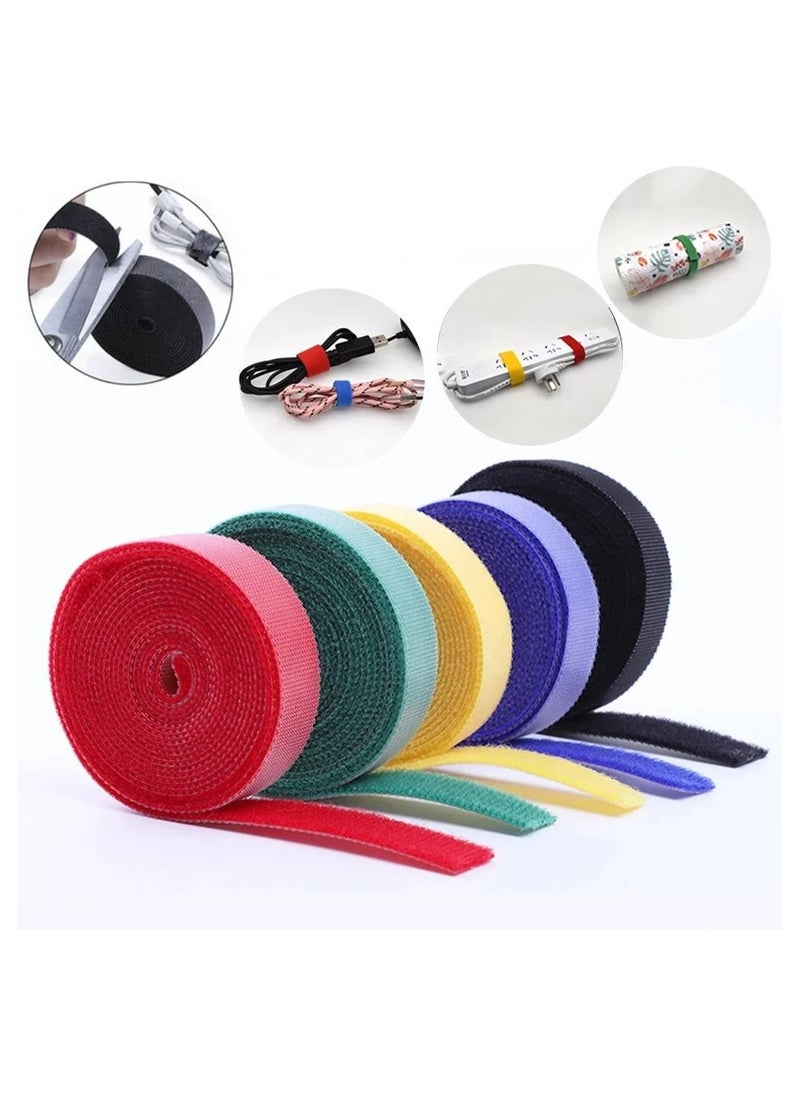Samu Fastening Cable Ties Cord Organizer, Nylon Adjustable Hook and Loop Wire Wrap Management, Flexible Cable Tie for Computer TV Power Supply and Other Cables 5 Colour (1cm*1m)  - Image 2