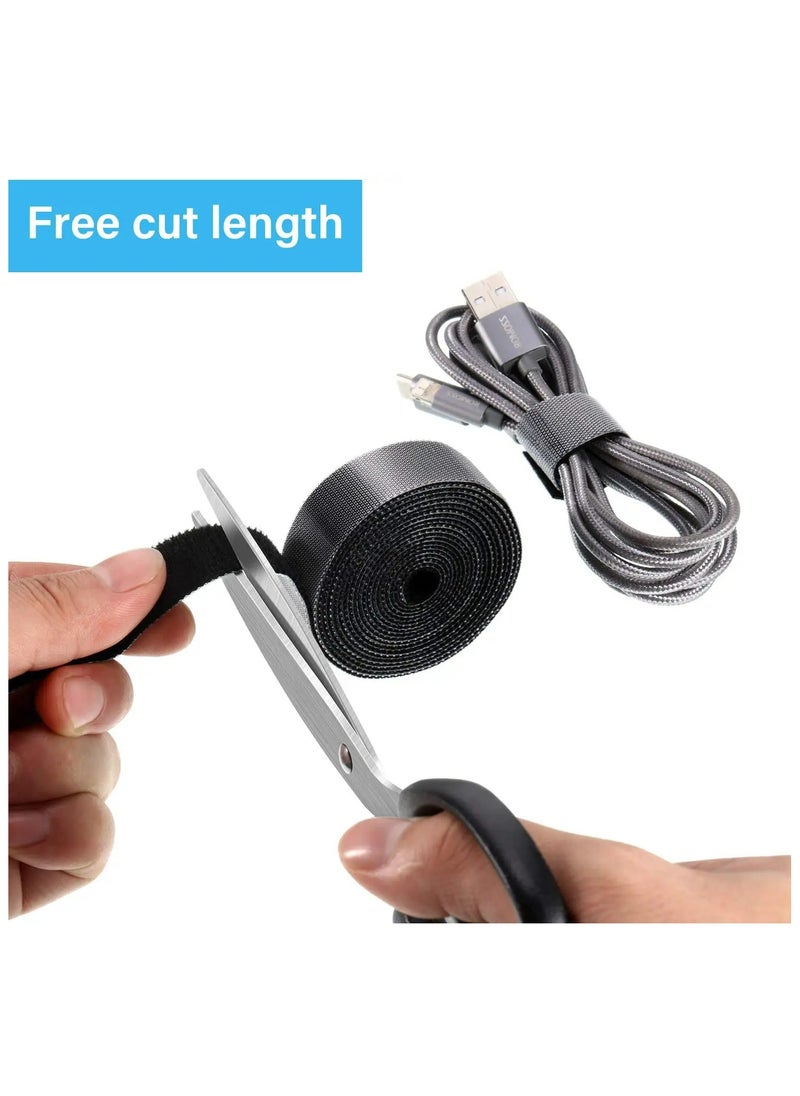 Samu Fastening Cable Ties Cord Organizer, Nylon Adjustable Hook and Loop Wire Wrap Management, Flexible Cable Tie for Computer TV Power Supply and Other Cables 5 Colour (1cm*1m)  - Image 4