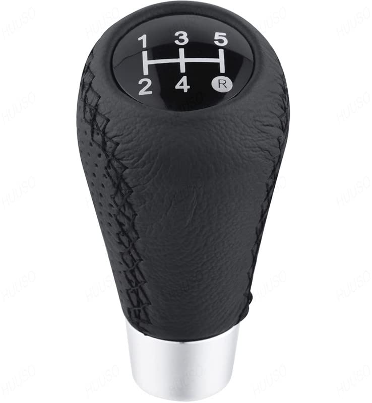 HUUSO Car Gear Shift Knob Black Stitched Leather 5 Speed Manual Transmission Compatible with Toyota Innova (Type-IV) 2013-2015 - Image 3