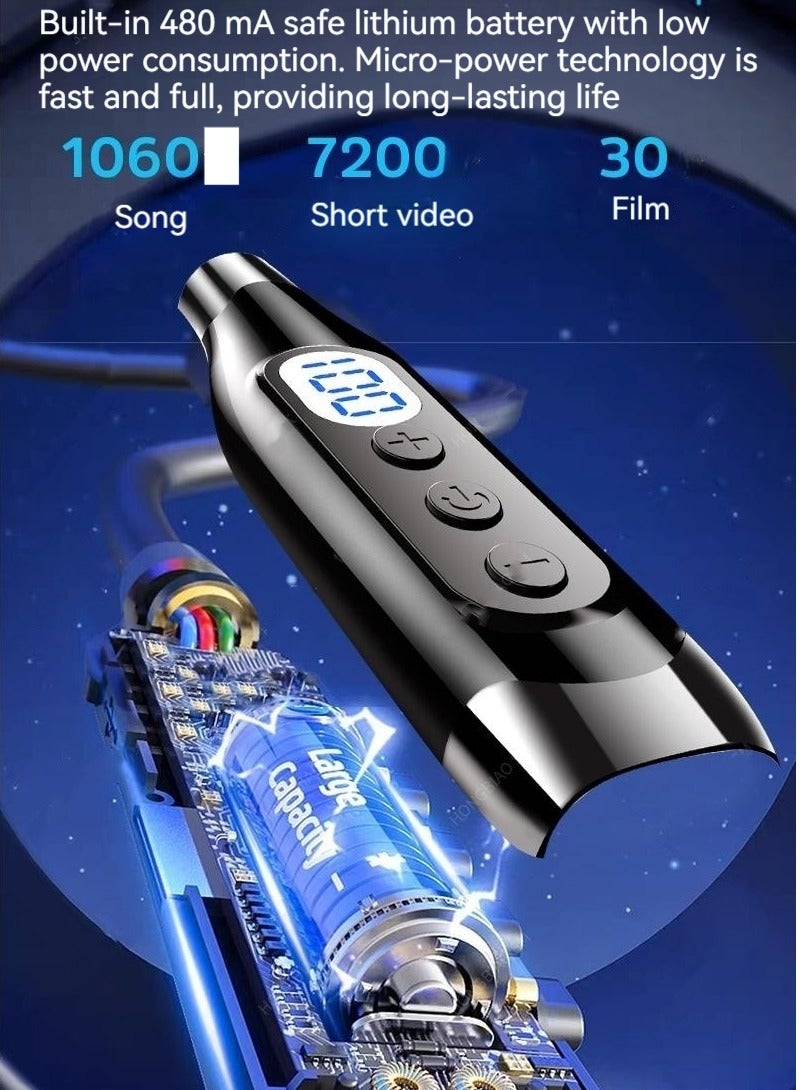 Neck-mounted digital display Bluetooth headset, ultra-long standby sports noise-cancelling headset (Ice Rock Blue) - Image 4