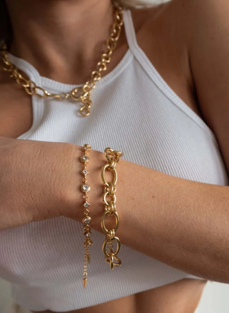 LUV AJ Cleo Link Chain Bracelet-Gold