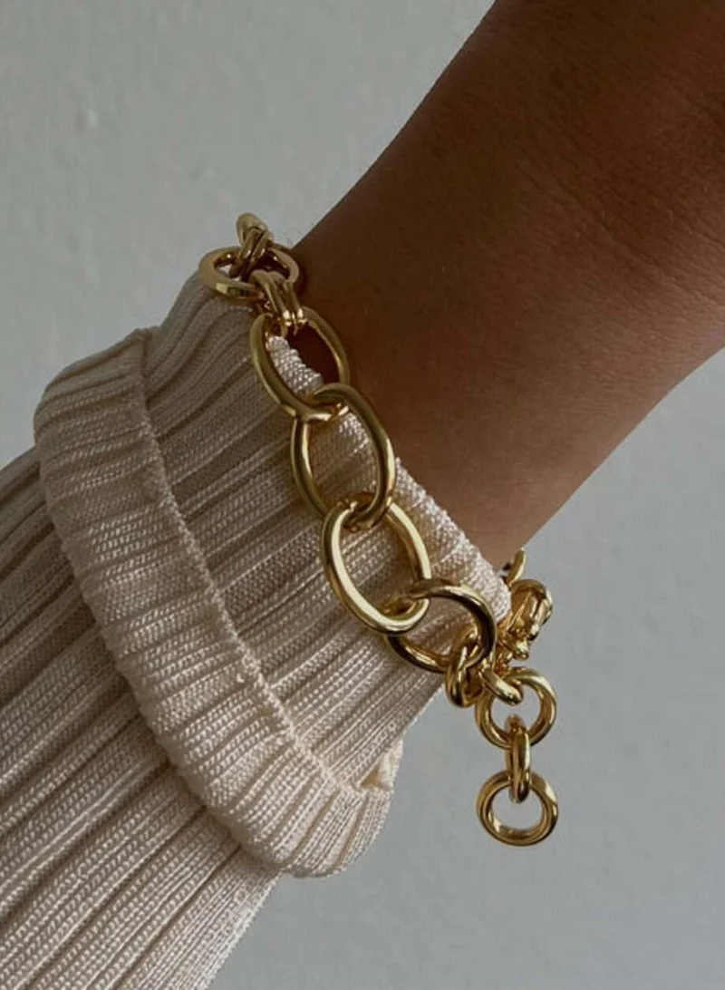 LUV AJ Cleo Link Chain Bracelet-Gold