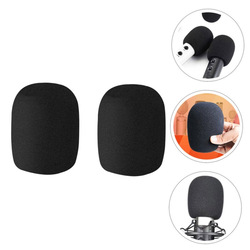 8 Pcs Microphone Covers Black High Density Sponge Windscreen Reduces Wind Noise Saliva - Image 5