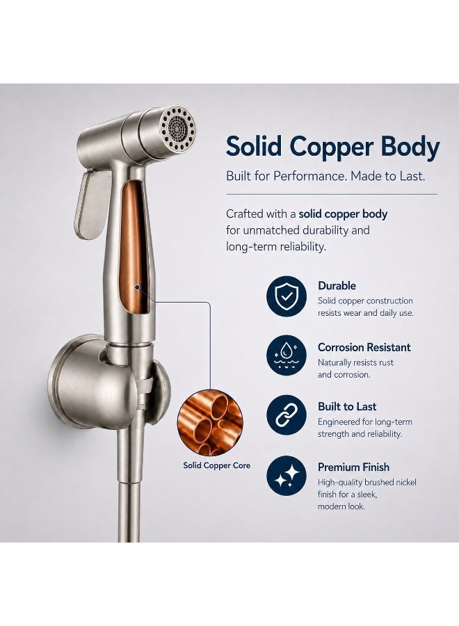 RONA Premium Solid Copper Shataff Head | 360° Rotating Dual-Mode Handheld Bidet Sprayer | Twist-to-Switch Bidet & Shower Spray | Heavy-Duty Anti-Rust Construction | Ergonomic High-Pressure Trigger | Universal G 1/2" Fitting - Image 2