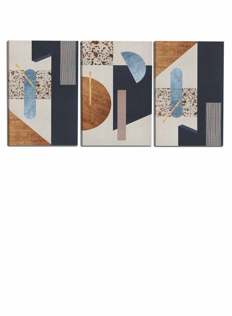 لوحة طقم من ٣ لوحات كانفاس على إطار خشبي، تصميم نمط جداري بأشكال منوعة، للمنزل، غرفة المعيشة، المكتب، الديكور - Image 4