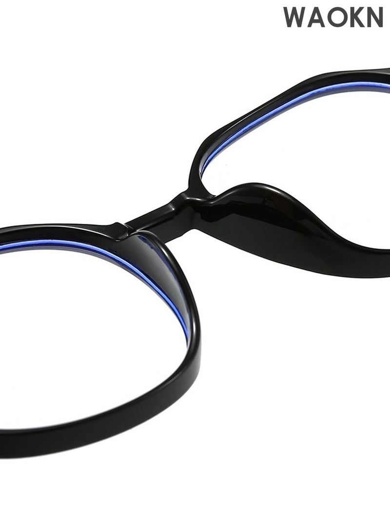 WAOKN Blue Light Blocking Glasses Computer Reading Gaming TV Phones Eyeglasses Fashion Anti Eyestrain UV Eyewear for Women Men,Transparent Lenses Eyeglass Suitable for Computer & Gaming - Image 3