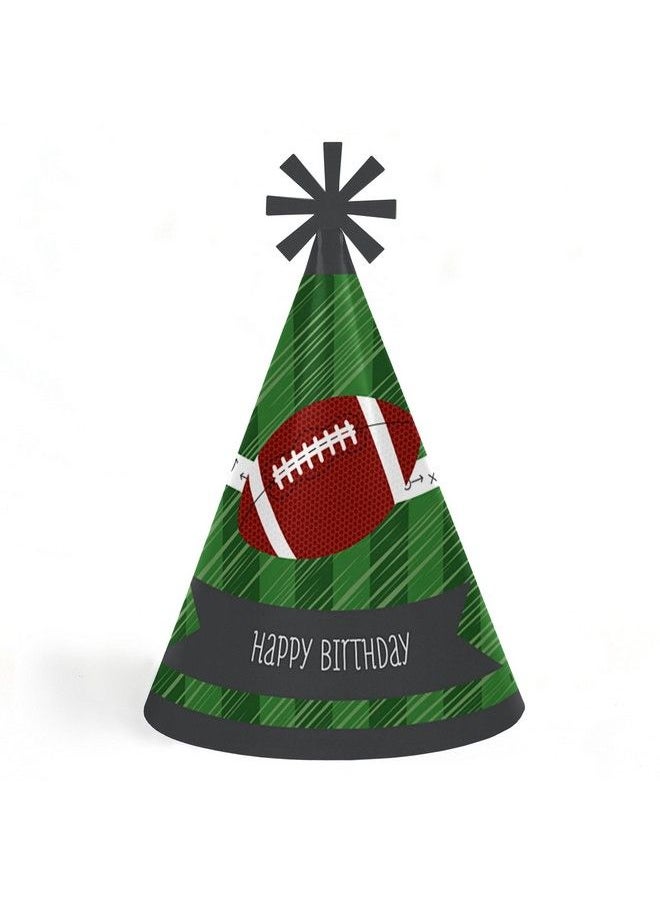 Big Dot of Happiness - End Zone Football Cone Happy Birthday Party Hats For Kids And Adults Set Of 8 (Standard Size) - Image 1