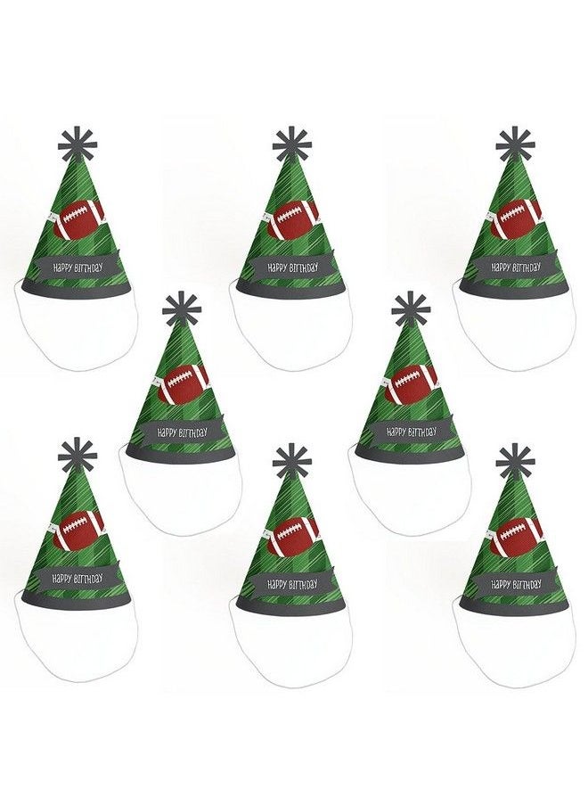 Big Dot of Happiness - End Zone Football Cone Happy Birthday Party Hats For Kids And Adults Set Of 8 (Standard Size) - Image 1
