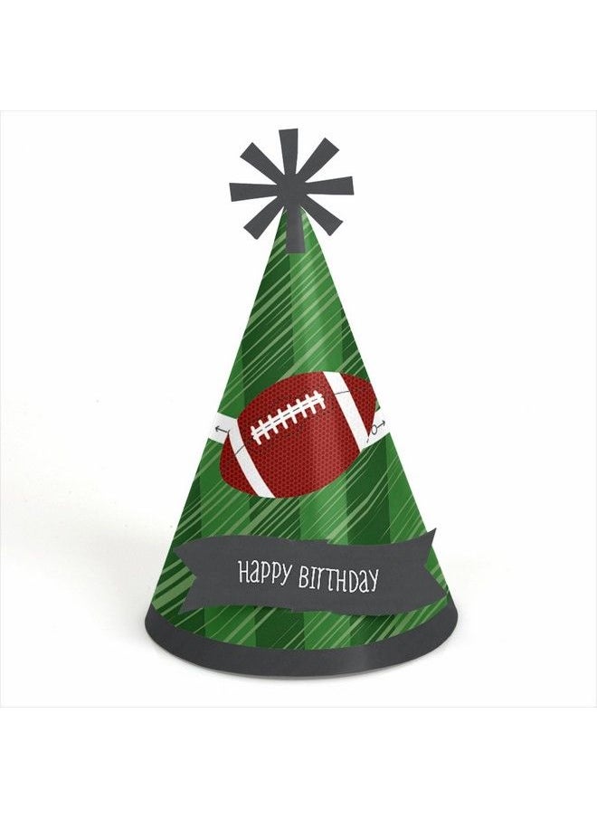 Big Dot of Happiness - End Zone Football Cone Happy Birthday Party Hats For Kids And Adults Set Of 8 (Standard Size) - Image 1