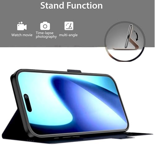 Kapa Noble Slim Magnetic Leather Flip Case Cover for Apple iPhone 17 Pro | Card Holder Stand Flip Wallet Case (Black) - Image 3