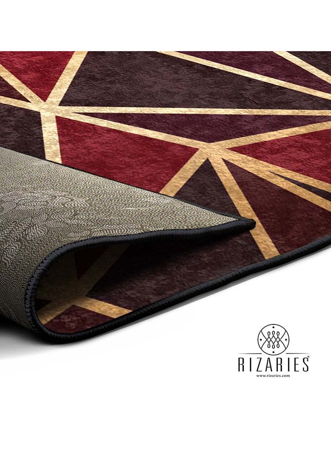 RIZARIES سجادة مركزية معدنية هندسية باللون العنابي، مصنوعة من القماش، مستطيلة الشكل - Image 3