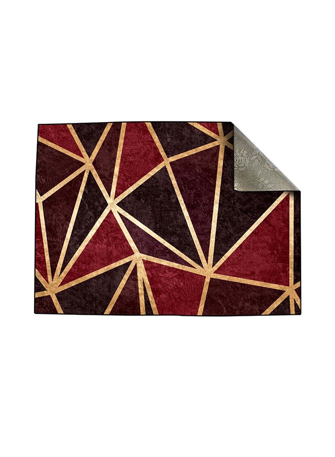 RIZARIES سجادة مركزية معدنية هندسية باللون العنابي، مصنوعة من القماش، مستطيلة الشكل - Image 2