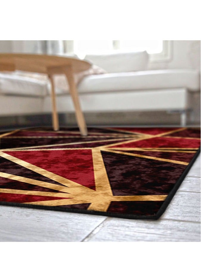 RIZARIES سجادة مركزية معدنية هندسية باللون العنابي، مصنوعة من القماش، مستطيلة الشكل - Image 5