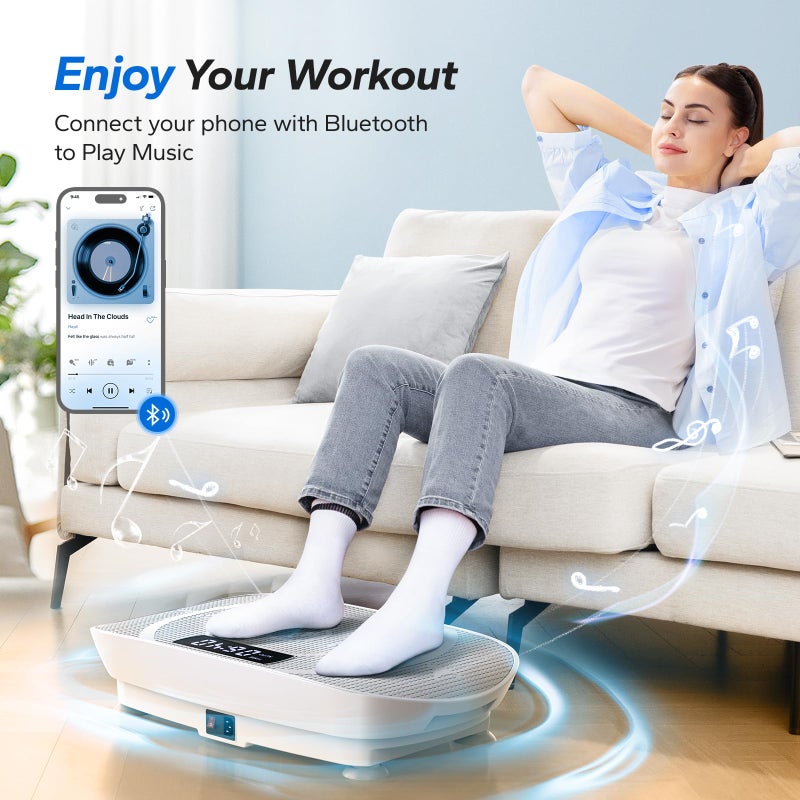 MERACH Vibration Plate Exercise Machine, Whole Body Workout Equipment for Women, Bluetooth and Silicone Pedal, Vibration Plate for Lymphatic Drainage, Vibrate Fitness Platform for Weight Loss (Grey) - Image 2