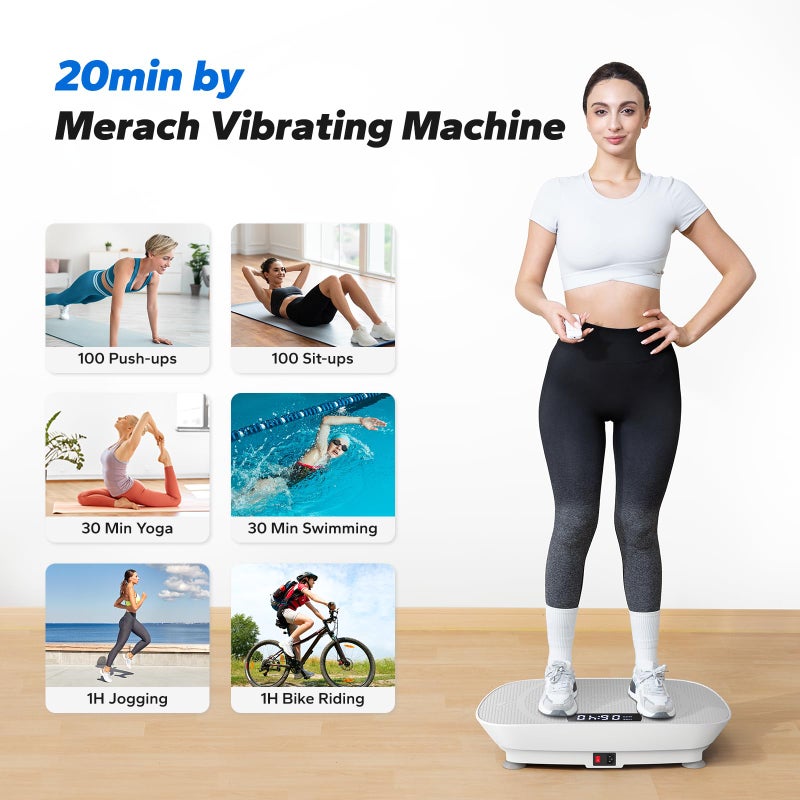 MERACH Vibration Plate Exercise Machine, Whole Body Workout Equipment for Women, Bluetooth and Silicone Pedal, Vibration Plate for Lymphatic Drainage, Vibrate Fitness Platform for Weight Loss (Grey) - Image 5