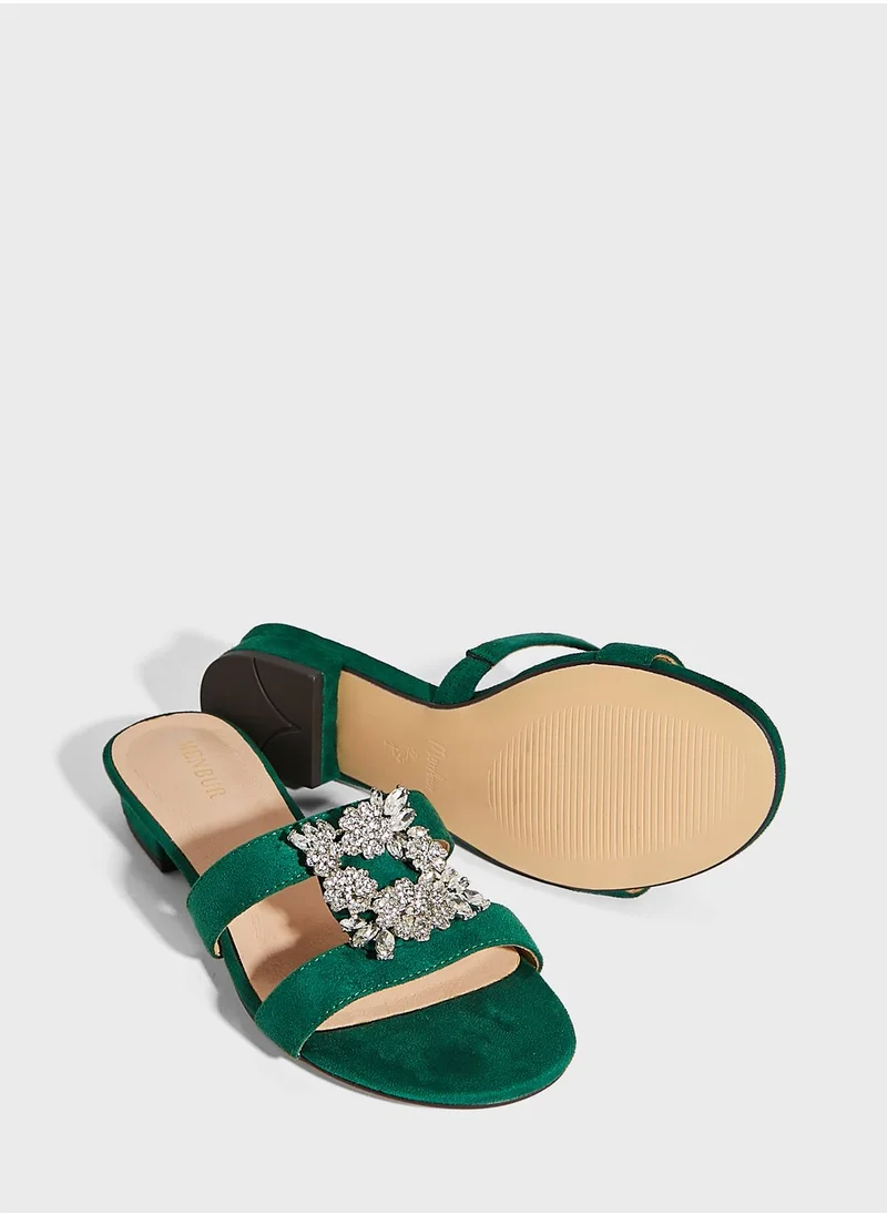 منبور Open Toe Strap Low Heel Sandals