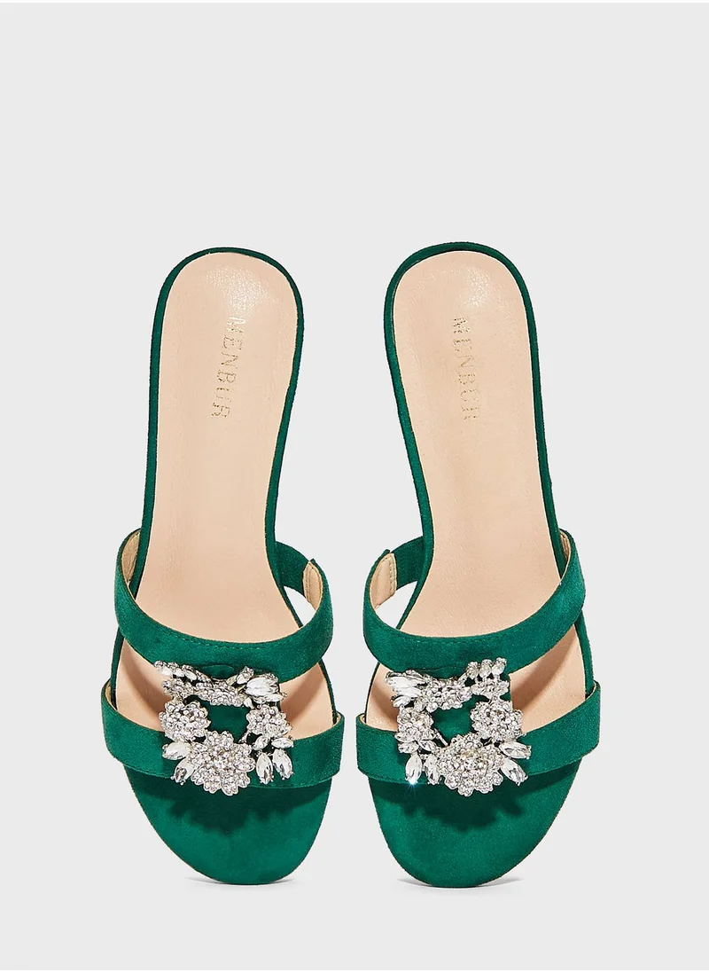 منبور Open Toe Strap Low Heel Sandals