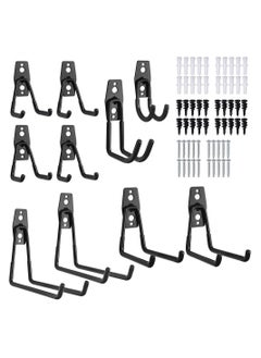 Y&D Garage Hooks Heavy Duty Storage Holders Utility Wall Mount Tool Hook 5 Size Organizers for Hanging Ladders Power Tools Bulky Items Pack of 12 (Black)  - Image 1