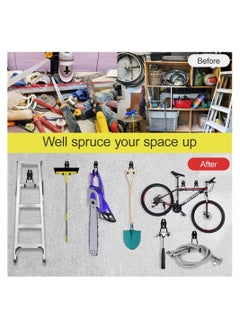 Y&D Garage Hooks Heavy Duty Storage Holders Utility Wall Mount Tool Hook 5 Size Organizers for Hanging Ladders Power Tools Bulky Items Pack of 12 (Black)  - Image 3