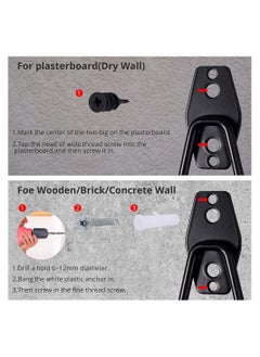 Y&D Garage Hooks Heavy Duty Storage Holders Utility Wall Mount Tool Hook 5 Size Organizers for Hanging Ladders Power Tools Bulky Items Pack of 12 (Black)  - Image 2