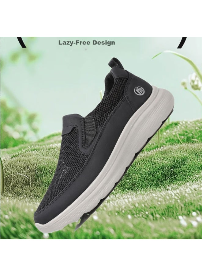 Anglerfish Ankang Old Beijing Cloth Shoes For Men, Summer Mesh Shoes, Breathable Casual Slip-on Dad Shoes A1018, Black, Size 41 - Image 3