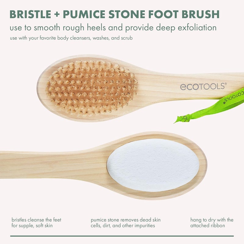 EcoTools Foot Brush + Pumice - 4 Count Foot Scrubber for Cleansing and Exfoliating Dry Feet - Image 2