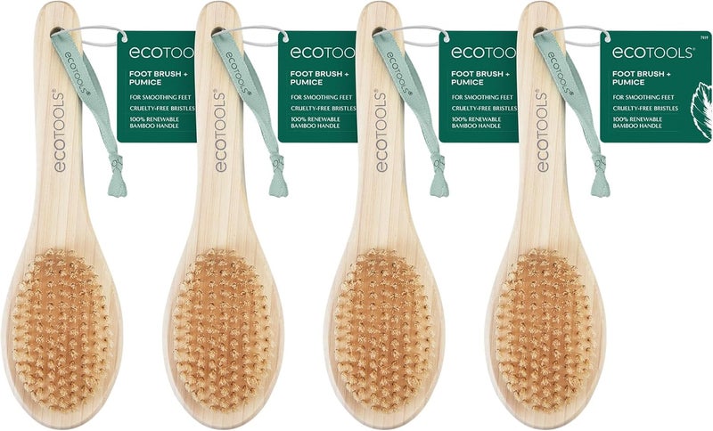 EcoTools Foot Brush + Pumice - 4 Count Foot Scrubber for Cleansing and Exfoliating Dry Feet - Image 1
