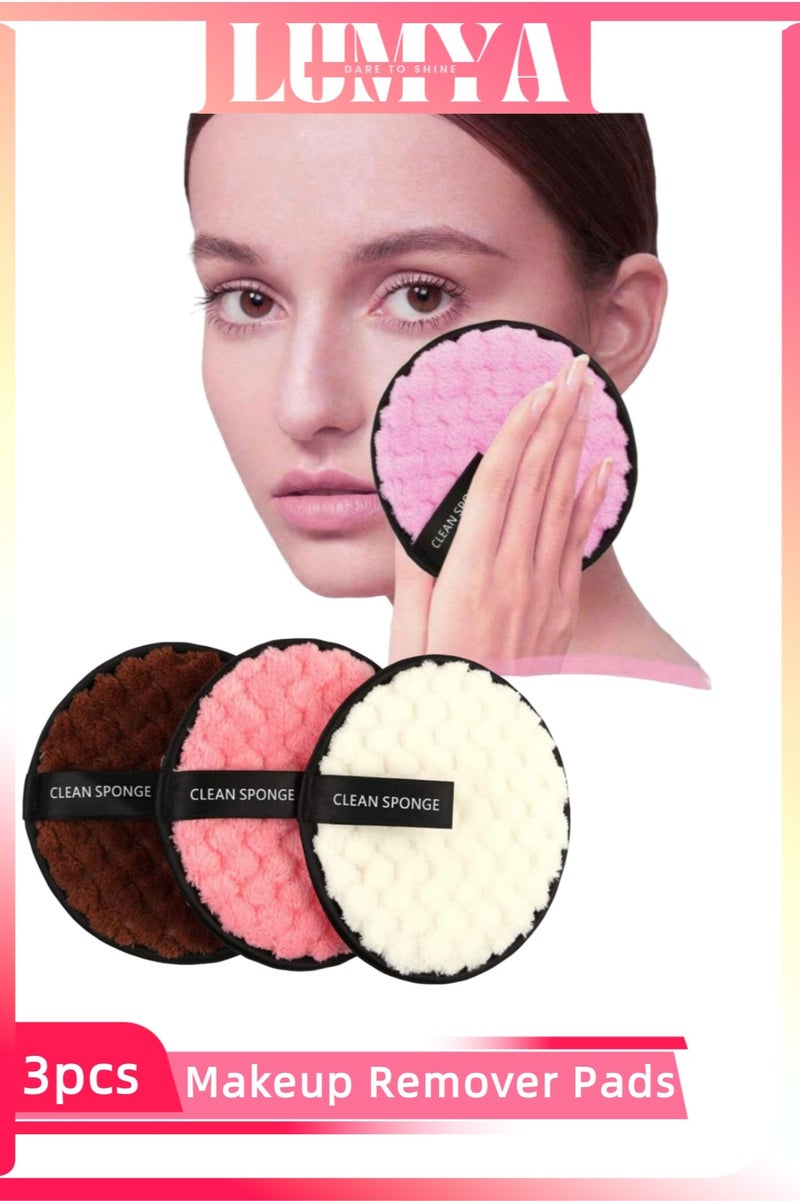 LUMYA 3 Pcs Reusable Makeup Remover Pads Set, Soft Microfiber Face Cleansing Puffs, Double-Sided Makeup Remover Cloth for Facial Cleansing and Travel Use - Image 2