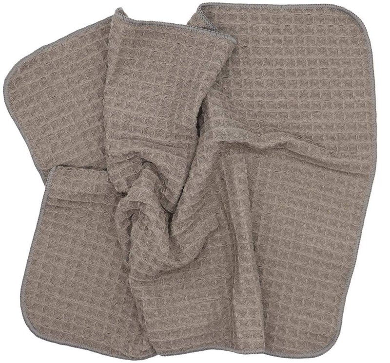 VeraSong Waffle Weave Thick Microfiber Dish Drying Towels Absorbent Tea & Hand Towel Lint Free 16x24 Inch 3 Pack Gray - Image 5
