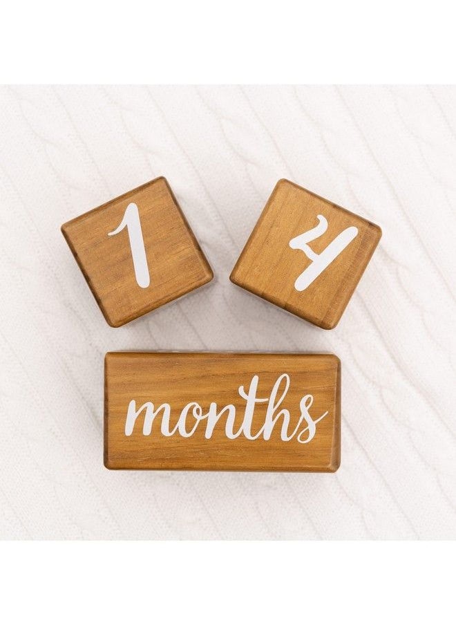 Pondering Pine - Baby Milestone Blocks Natural Brown Stain Pine Wood With Weeks Months Years Grade And Holidays Newborn Weekly Monthly First Year Picture Props 6 Block Milestones Age Set With Bag - Image 1
