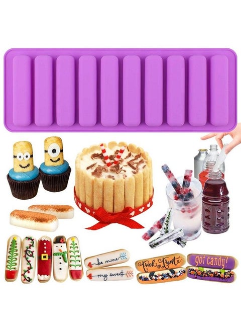 Rectangular Oblong Chocolate Cracker Bar Stick Block Ice Tube Jelly Tray Cylinder Silicone Candy Mold