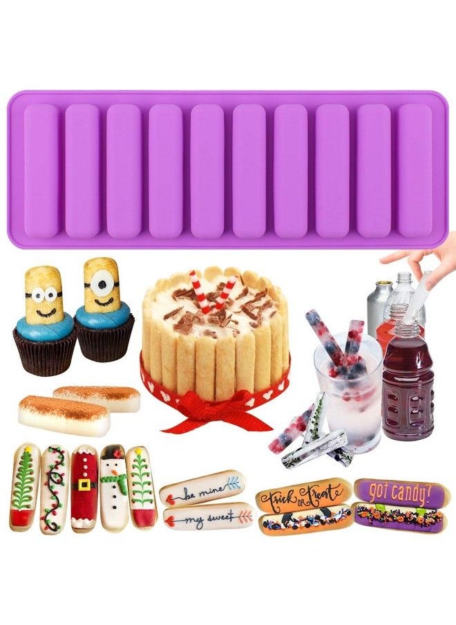 FUNSHOWCASE Rectangular Oblong Chocolate Cracker Bar Stick Block Ice Tube Jelly Tray Cylinder Silicone Candy Mold  - Image 2