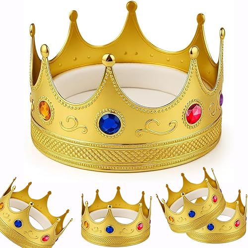 Adorox Gold Royal King Plastic Crown Prince Costume Accessory AdultK Kid 1 - Image 1