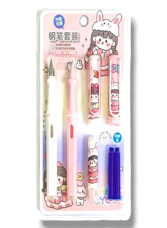 SAMVARDHAN Fountain Pen Set - Blue Ink, Fine Nib, 4 Count, Perfect for School, College & Office - Writing Instrument - Image 1