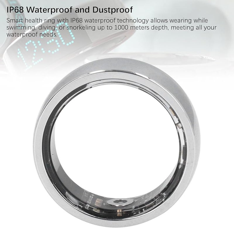 Vbestlife Silver Smart Ring Fitness Tracker IP68 Waterproof Multi Sport Modes Step Counter - Image 5