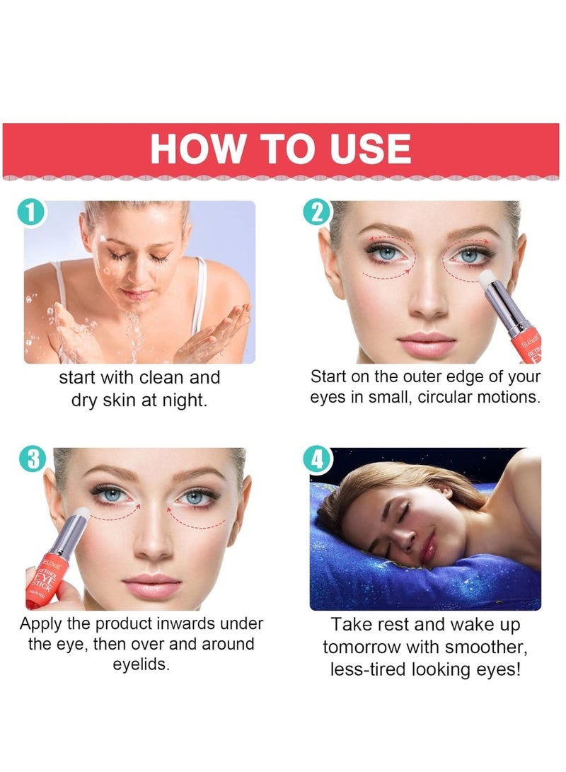ELBBUB Retinol Eye Stick Anti Wrinkle Eye Cream for Puffy Eyes Dark Circles Eye Bags Crows Feet Wrinkles Reduces Wrinkles Saggy Skin Puffy Eyes  - Image 4