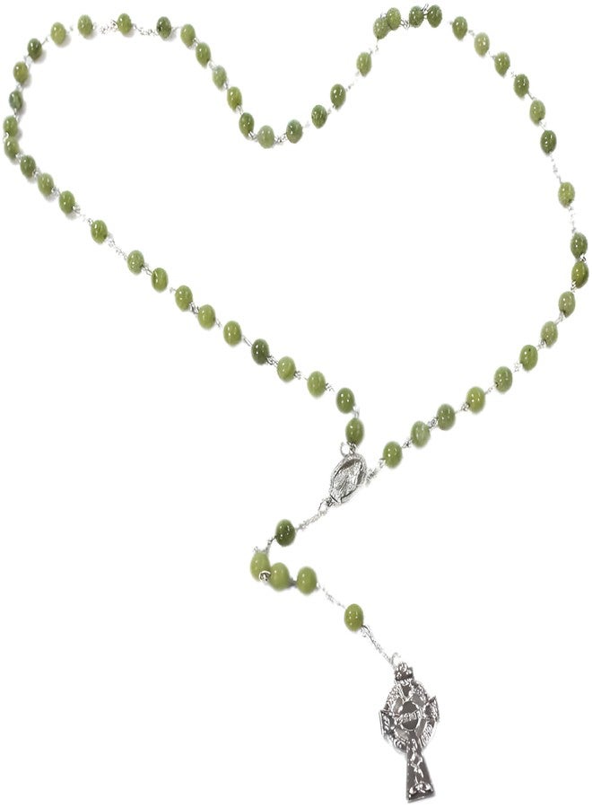 Biddy Murphy Connemara Marble Celtic Cross Rosary Beads Handcrafted in Ireland - Image 1