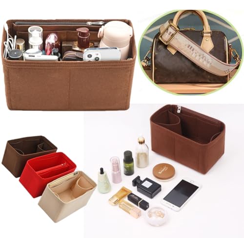 Lckaey Purse Inserts for Speedy 30 Organizer Insert, for monogram bag, HandBag protective insert​Tote Bag and hand bag protector, organizer insert 1083Coffee-L - Image 5