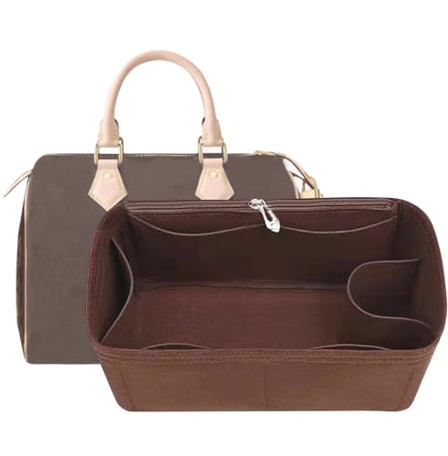 Lckaey Purse Inserts for Speedy 30 Organizer Insert, for monogram bag, HandBag protective insert​Tote Bag and hand bag protector, organizer insert 1083Coffee-L - Image 1