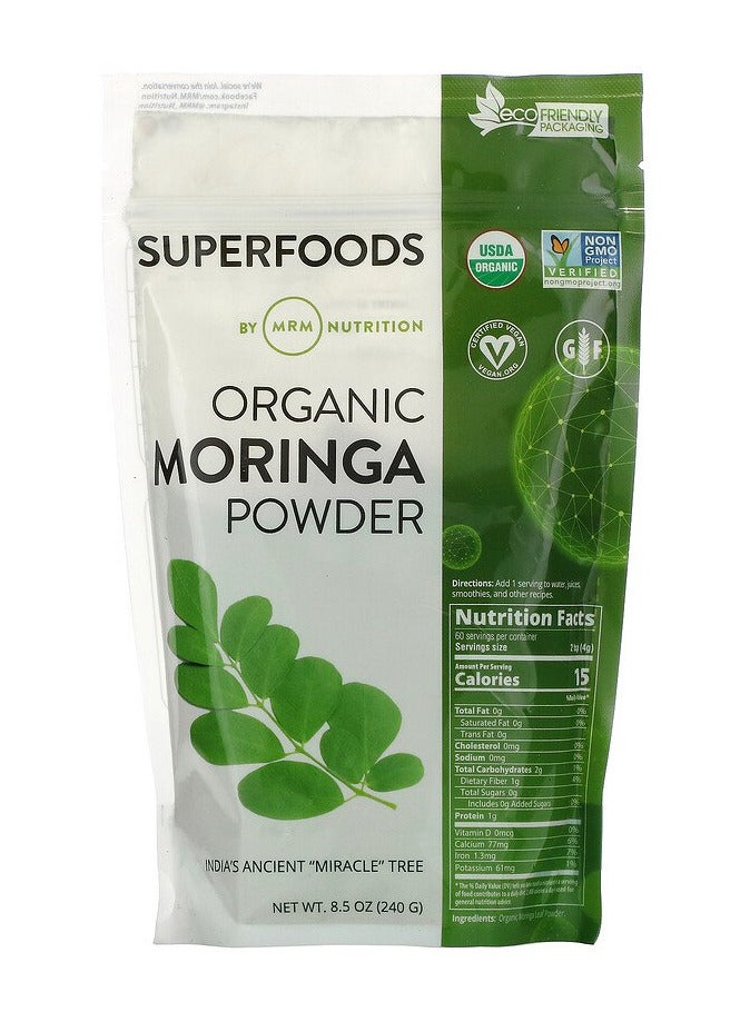 Organic Moringa Powder, 8.5 Oz (240 G)