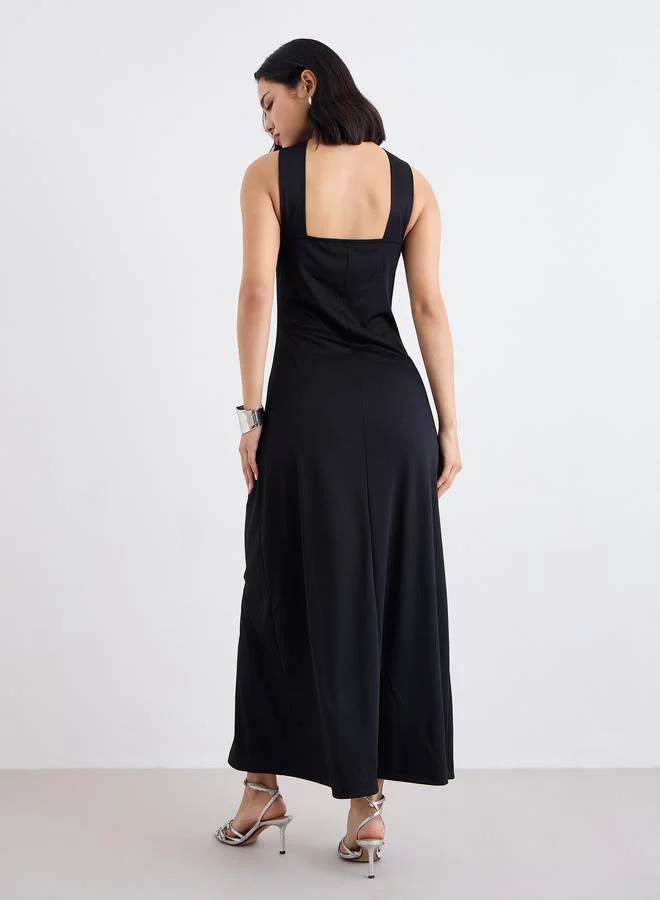 Styli Styli Plain Halter Neck A-Line Maxi Dress