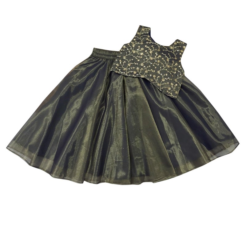 COMRATE Kids Traditional Black Lehenga Choli Dress for Baby Girls 6-12 Months | Material: Net | Finish Type: Readymade - Image 1