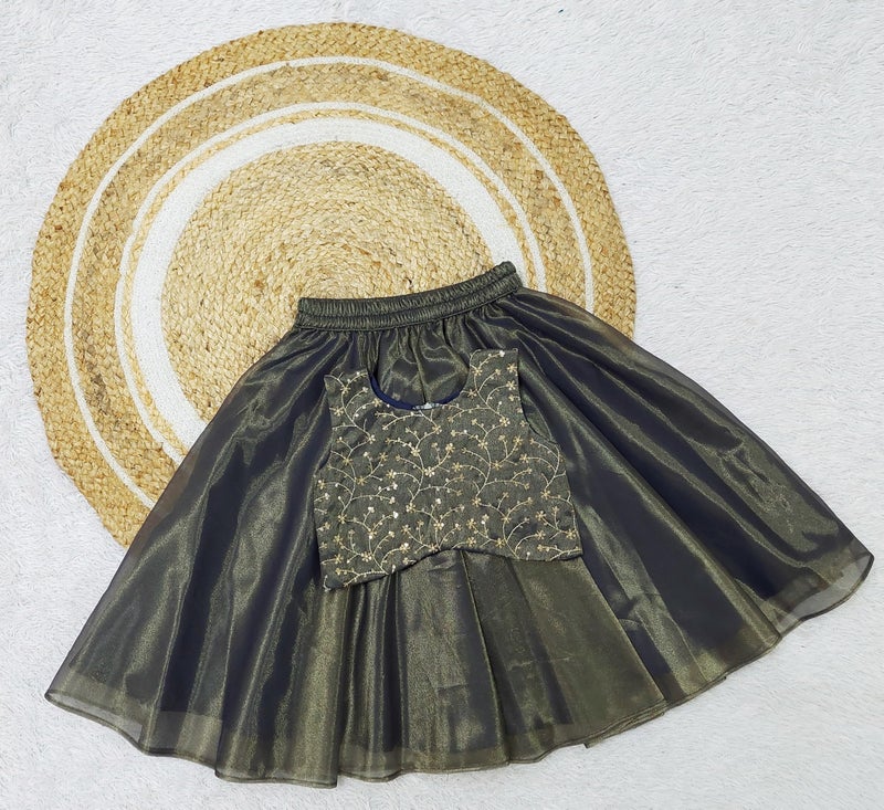 COMRATE Kids Traditional Black Lehenga Choli Dress for Baby Girls 6-12 Months | Material: Net | Finish Type: Readymade - Image 3