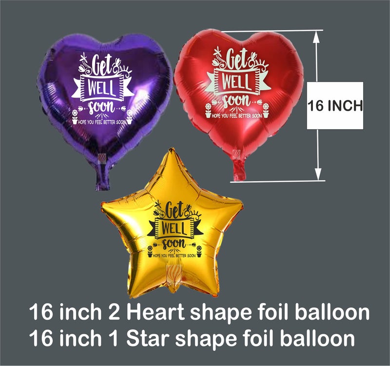 HK balloons Get Well Soon Printed Balloon Boquet - Pack of 11 Multicolor material Foil Multicolor - Image 3