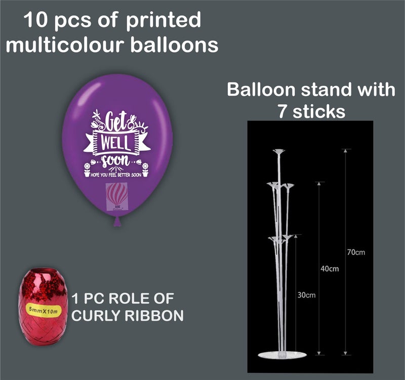 HK balloons Get Well Soon Printed Balloon Boquet - Pack of 11 Multicolor material Foil Multicolor - Image 4