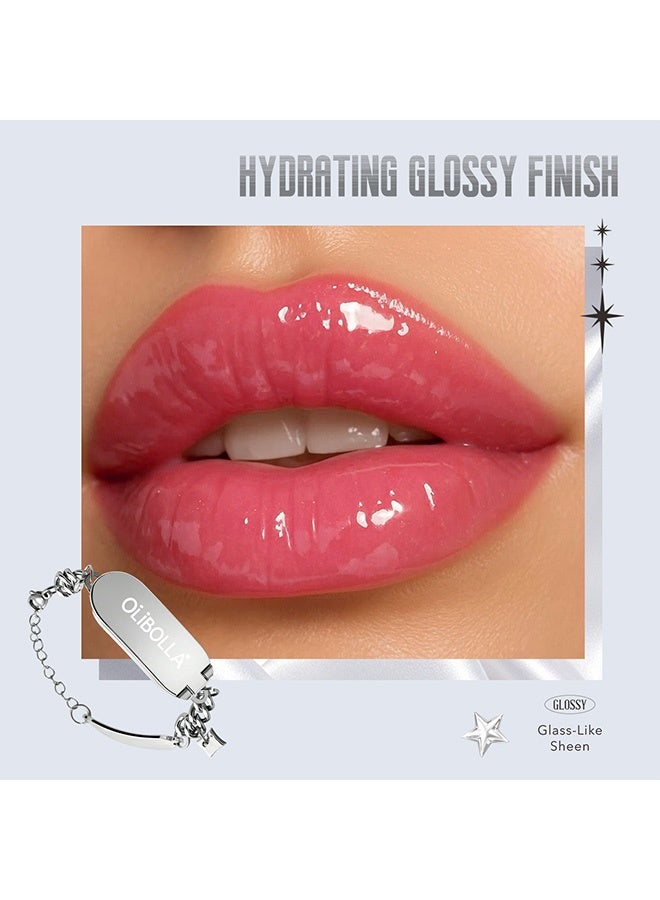 OLIBOLLA Lip Gloss,Lip Link Mini Gloss Bracelet Palette, 2-in-1 Dual Shades Lip Gloss with Mirror & Chain Design 1.14g - Image 4