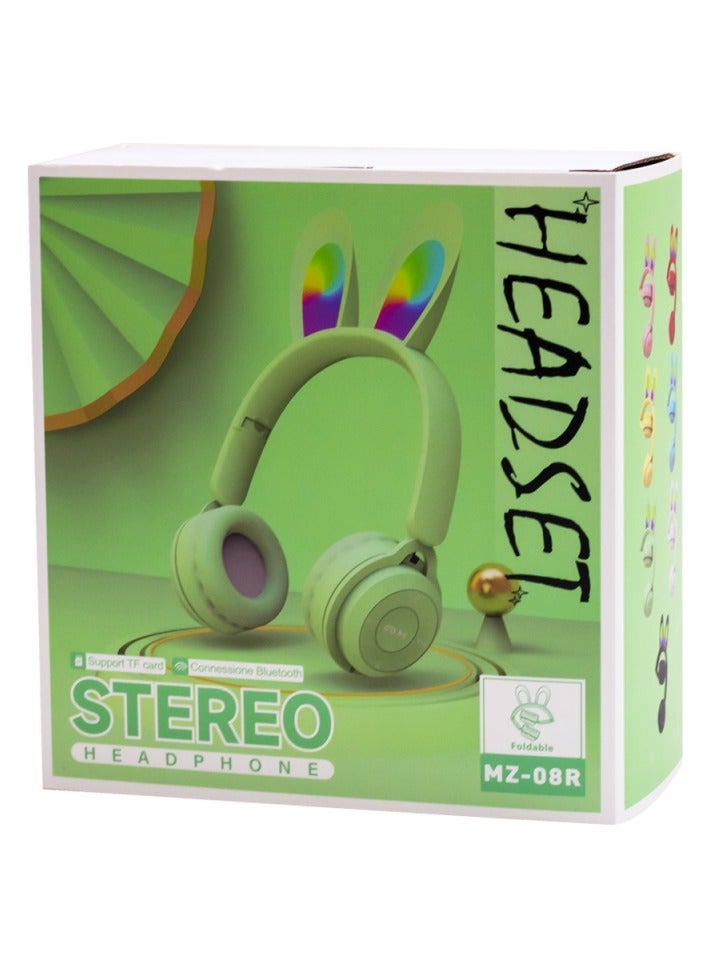 Generic MZ-08R Wireless Bluetooth Headphones with Bunny Ears – Green - Image 2
